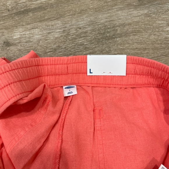 Old Navy linen pull on shorts elastic waist size L NWT Coral - Picture 3 of 4